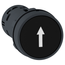 Harmony XB7 Monolithic Push Button, White Marked Up Arrow, Spring Return, 1 NO - Black