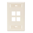Single-Gang Quickport, Wallplate w/ ID Windows, 4-port (Light Almond)