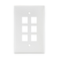 Midsize Single-Gang Quickport, Wallplate, 6-port (White)