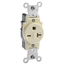 Single Receptacle Outlet,  Indented Face, 20A, 250V Back or Side Wire, NEMA 6-20R, 2-Pole, 3-Wire, Self-Grounding (Ivory)