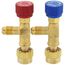 Charging Hose Shut-Off Valve w/ (1) 1/4" SAE Male Thread x 5/16" SAE Female Thread & (1)5/16" SAE Male Thread to 1/4" SAE Female Thread