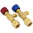Charging Hose Shut-Off Valve w/ (1) 1/4" SAE Male Thread x 5/16" SAE Female Thread & (1)5/16" SAE Male Thread to 1/4" SAE Female Thread