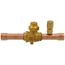 1/2" ODF BVSS-012T Refrigeration Ball Valve w/ Access Valve, Brass Locking Seal Cap, Thread Holes
