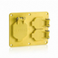 Two-Gang Coverplate, 1- 1.56" Diameter w/ Weather-resistant Flip-lid, 1- Duplex w/ Weather-resistant Flid-lid (Yellow)