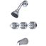 1/2" FNPT IPS & Slip-on Combo Tub Spout, 8" Centers, Three Canopy Handle Tub & Shower Set