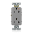 Decora Plus Isolated Ground Duplex Receptacle Outlet,  Smooth Face, 20A, 125V Back or Side Wire, NEMA 5-20R, 2-Pole, 3-Wire, Self-Grounding, Gray