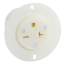 20A, 250V NEMA 6-20r, 2p, 3w, Flanged Outlet Receptacle, Straight Blade, Grounding, Back Wired, Thermoplastic Nylon Strap (White)