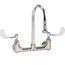 Wall Mount Faucet, 8" Centers, S/r Gooseneck w/ 2.2 Gpm Rosespray, 4" Wrist Handles, B-0350-04
