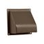 4" Brown Plastic Wall Exhaust Hood Vent w/ Spring Damper & Screen, Flat Flange, Flush Mount