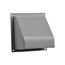 4" Gray Plastic Wall Exhaust Hood Vent w/ Spring Damper & Screen, Flat Flange, Flush Mount