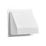 4" White Plastic Wall Exhaust Hood Vent w/ Spring Damper & Screen, Flat Flange, Flush Mount