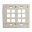 Dual-Gang Quickport, Wallplate w/ ID Windows, 12-port (Ivory)