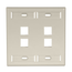 Dual-Gang Quickport, Wallplate w/ ID Windows, 4-port (Ivory)
