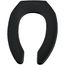 Elongated Open Front Commercial Plastic Toilet Seat, No Cover, STA-TITE, Self-Sustaining Check Hinge (Black)