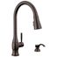 Hazelwood 1 Handle Pull-down Kitchen Faucet w/ Soap Dispenser & Shieldspray (Venetian Bronze), 19831Z-RBSD-DST