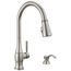 Hazelwood 1 Handle Pull-down Kitchen Faucet, Soap Dispenser, Shieldspray (Spotshield Stainless), 19831Z-SPSD-DST