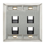 Angled Stainless Steel Quickport, Wallplate, Dual-Gang, 4-port, w/ ID Windows