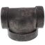 1-1/2" x 1-1/2" x 2-1/2" Black Cast Iron Reducing Tee, Class 125