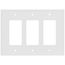 3-Gang Decorator & GFCI Wall Plate, Mid-Size, Thermoset - White