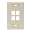 Single-Gang Quickport, Wallplate w/ ID Windows, 4-port (Ivory)