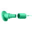 22 Series Ball Nose In-Line Threaded Female Panel Receptacle, 15-Degree, Cam-Type, Cable Range 250-750MCM, 690Amp GREEN, includes protective cap