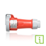 30A, 480V 3-Phase, 3P, 4W, LEV Series IEC 60309-1 & 60309-2 Pin & Sleeve Connector w/ Power Indication, IP66/IP67/IP68/IP69K, Watertight, Red