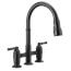 Broderick Two Handle Pull-Down Bridge Kitchen Faucet (Matte Black), 2390L-BL-DST