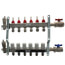 6 Loop Stainless Steel Radiant Heat Manifold w/ 1/2" Sharkbite Loops