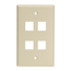 Single-Gang Quickport, Wallplate For LaRGe Connectors, 4-port (Ivory)