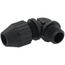 1/2" MNPT Black Nylon Liquid Tight Cord 90-Degree Elbow, .400" to .560" Cord Dia. Range