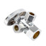 1/2" Nom Compression (5/8" OD) x 3/8" OD Compression x 3/8" OD Compression Dual Angle Stop Valve, Lead Free (Chrome)