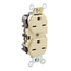Duplex Receptacle Outlet,  Smooth Face, 15A, 250V Back or Side Wire, NEMA 6-15R, 2-Pole, 3-Wire, Self-Grounding (Ivory)