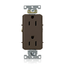 Decora Plus Duplex Receptacle Outlet,  Smooth Face, 15A, 125V Back or Side Wire, NEMA 5-15R, 2-Pole, 3-Wire, Self-Grounding (Brown)