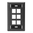 Single-Gang Quickport, Wallplate w/ ID Windows, 6-port (Black)