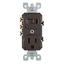 15A, 120V Duplex Style 3-way/5-15r AC Combination Switch, Commercial Grade, Grounding, Side Wired (Brown)