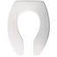 Elongated Open Front Commercial Plastic Toilet Seat, No Cover, STA-TITE, Self-Sustaining Check Hinge, DuraGuard (White)