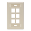 Single-Gang Quickport, Wallplate w/ ID Windows, 6-port (Ivory)