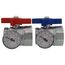 Supply & Return Manifold Ball Valves w/ Thermometer, 1" NPT X G 1-1/4" Flat Gasket (Set of 2)