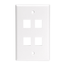 Single-Gang Quickport, Wallplate For LaRGe Connectors, 4-port (White)