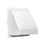 6" White Plastic Wall Exhaust Hood Vent w/ Spring Damper & 1/4" Removable Screen, 1-1/2" Collar, Flat Flange