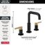 Nicoli 2 Handle Widespread Bathroom Faucet (Matte Black/Champagne Bronze), 35849LF-GZ