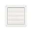 6" White Plastic Louvered Wall Exhaust Vent w/ 1/8" Metal Bug Screen, Flush Mount