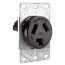 Straight Blade Single Receptacle, 3P, 3-Wire, NEMA 10-30R - Black (30A, 125/250V)