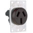 Straight Blade Single Receptacle, 3P, 3-Wire, NEMA D-350R - Black (50A, 125/250V)