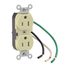 Duplex Receptacle Outlet,  Smooth Face, 15A, 125V Pre-Wired Leads, NEMA 5-15R, 2-Pole, 3-Wire, Self-Grounding (Ivory)