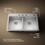 Vault 33" 4-Hole Top/Undermount Double Bowl Kitchen Sink, K-3996-4-NA