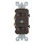 20A Duplex Single-pole/Single-pole Combination Switch, Non-grounding (Brown)