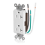 Decora Plus Duplex Receptacle Outlet,  Smooth Face, 20A, 125V Pre-Wired Leads, NEMA 5-20R, 2-Pole, 3-Wire, Self-Grounding (White)