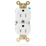 Duplex Receptacle Outlet, Extra  Tamper-Resistant, Smooth Face, 15A, 125V Back or Side Wire, NEMA 5-15R, 2-Pole, 3-Wire, Self-Grounding (White)