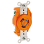 20A, 250V NEMA L6-20R, 2P, 3W, Flush Mtg Locking Receptacle, Isolated Ground, V-0-MAX (Orange)